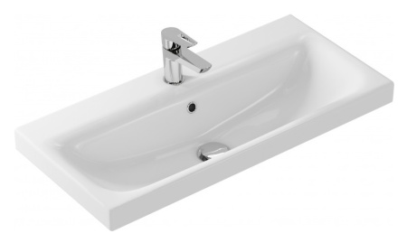 Тумба подвесная Laparet Optimum Slim 80 с умывальником Cersanit Moduo Slim 80 белый глянец LO-WCAB-80SL-01+S-UM-MOD80SL/1