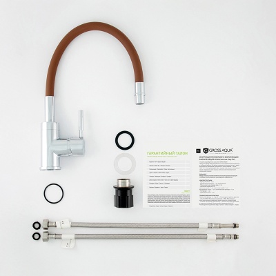 Смеситель для кухни с гибким изливом Gross Aqua ColorFlex, коричневый 3241508BR