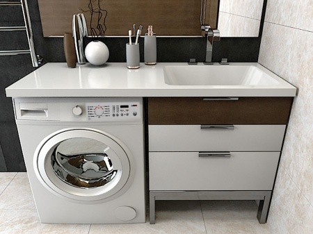 Умывальник над стиральной машиной MADERA Kamilla 120 правая чаша белая