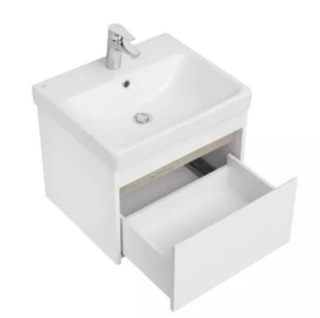 Тумба под умывальник подвесная Акватон Марти 55 с умывальником Адриана 55, белый