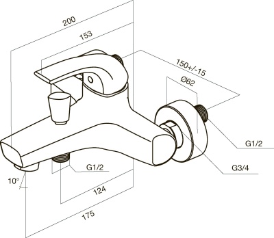 Смеситель для ванны AM.PM Sense F7510000 хром