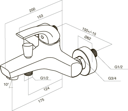 Смеситель для ванны AM.PM Sense F7510000 хром
