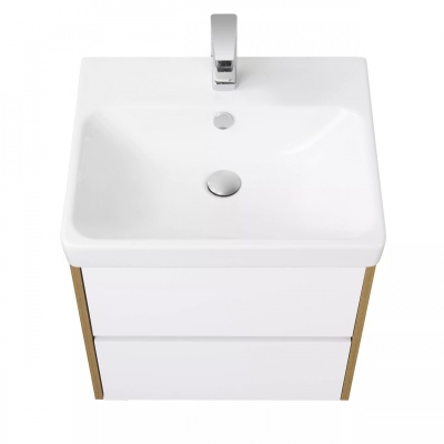 Тумба под умывальник Акватон Сканди 55 с умывальником Адриана 55 (1A251701SDZ90+1WH501620), белый/дуб рустикальный