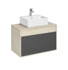 Тумба под умывальник подвесная Акватон Лофт Урбан 80 с умывальником GEOMETRY 45*40, графит\орегон