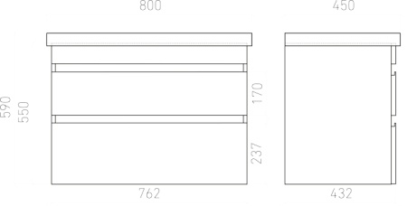 Тумба подвесная Laparet SARGAS 80 с умывальником Cerastyle Frame 80 дуб Йорк (LS-WCAB-80-221+VB015M22U00)