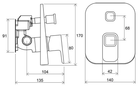 Смеситель для душа с переключателем Ravak TD 065.00 для R-box