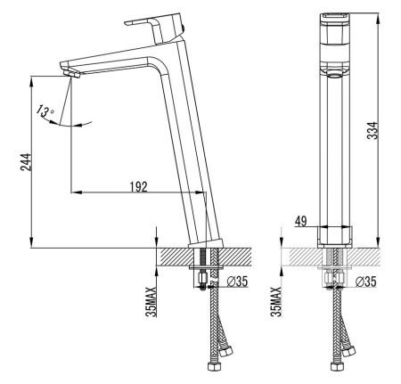 Смеситель для умывальника высокий Ravak TD 015.00