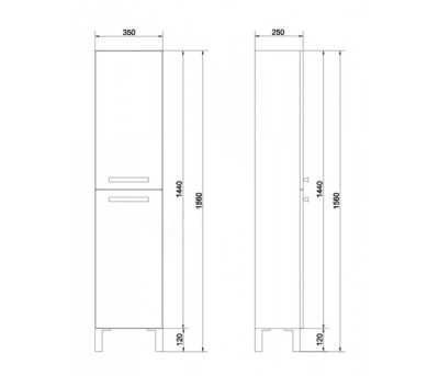 Пенал напольный Cersanit MELAR 35 универсальный, белый SL-MEL