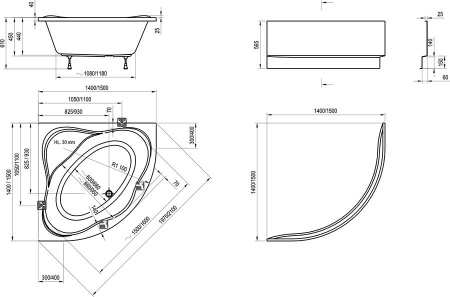 Ванна акриловая Ravak NEW DAY 150x150, белая C661000000