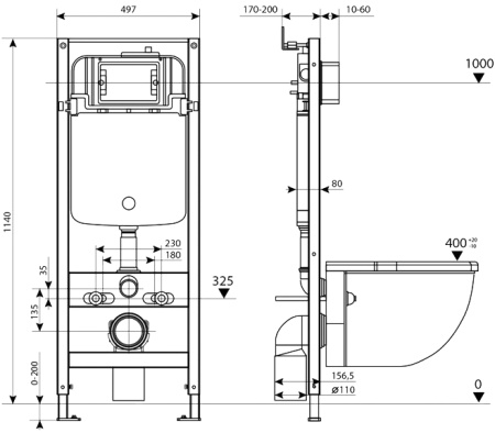 Инсталляция Iddis Profix с подвесным унитазом Blanco и белой кнопкой Uniglass 001 (PRO0000i32+UNG01WCi77+BLARDSEi25)