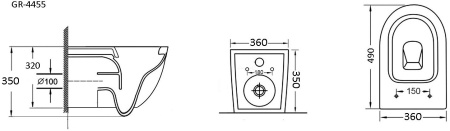 Унитаз подвесной Grossman GR-4455S безободковый с крышкой duroplast, soft-close, белый
