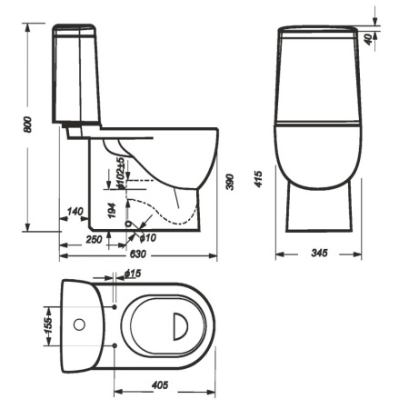 Унитаз-компакт напольный Sanita Luxe Fest FSTSLCC01040622, белый
