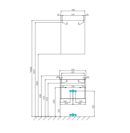 Тумба под умывальник подвесная Акватон Марти 55 с умывальником Адриана 55, белый