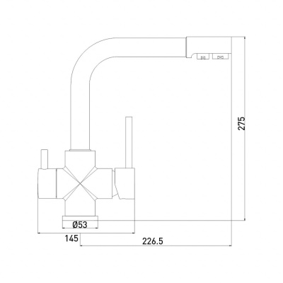 Смеситель для кухни высокий с прямоугольным изливом Gross Aqua Ecolife 3120609C с подключением к фильтру
