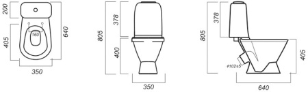 Унитаз-компакт напольный Sanita Самарский эконом SMRSACC01090111, белый