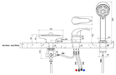 Смеситель врезной каскадный для ванн Ravak RS 025.00