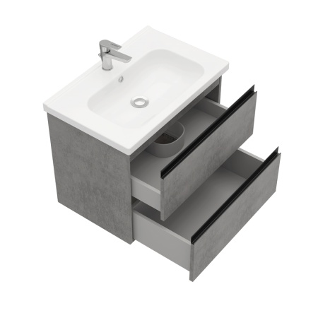 Тумба подвесная Laparet ELECTRA 70 с умывальником Creavit Ideal 70 хромикс серебро (LE-WCAB-70-123+ID070-00CB00E-0000)