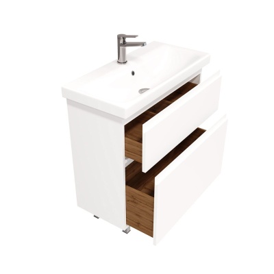 Тумба напольная Laparet Optimum Slim 80 с умывальником Moduo 80 80x38,5 см, белый глянец (LO-WFCAB-80SL-01+S-UM-MOD80SL/1)