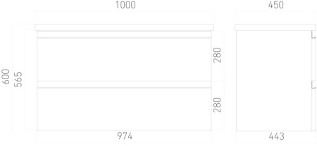 Тумба подвесная Laparet ELECTRA 100 с умывальником Creavit Ideal 100 белый глянец (LE-WCAB-100-01+ID100-00CB00E-0000)
