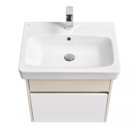 Тумба под умывальник подвесная Акватон Верди 60 с умывальником Нео 60, белый/ясень фабрик