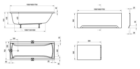 Ванна акриловая Ravak CLASSIC 160x70 N, белая C531000000
