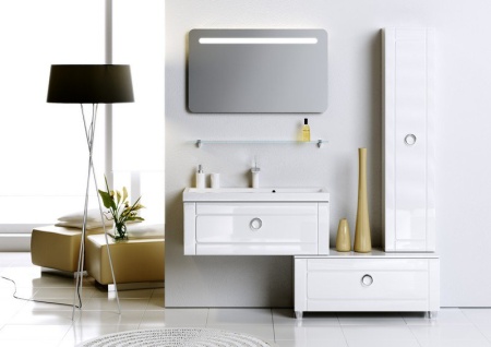 Тумба подвесная Aqwella Инфинити 100 с умывальником Инфинити 1000 белый Inf.01.10/001