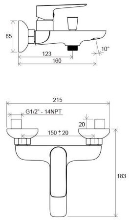 Смеситель для ванны Ravak CL 022.00/150