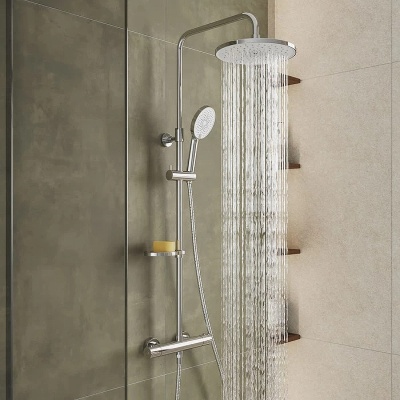 Смеситель термостатический для душа со стойкой и троп.лейкой Milardo Ideal Spa, хром ILSSBTHM89. Акция Образец