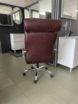 Кресло Евростиль ВИП хром кожа люкс бордовый 6030R10B. Распродажа