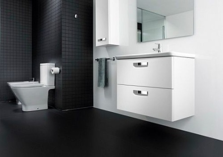 Унитаз-компакт Roca The Gap Compact Clean Rim с сиденьем микролифт, универсальный выпуск