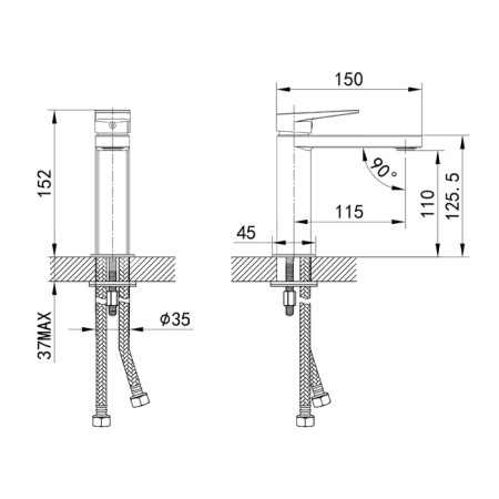 Смеситель для умывальника высокий Iddis Bridge BRDSB00i01