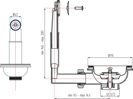 Перелив жесткий для мойки Ани Пласт с круглым горизонтальнтальным корпусом N320
