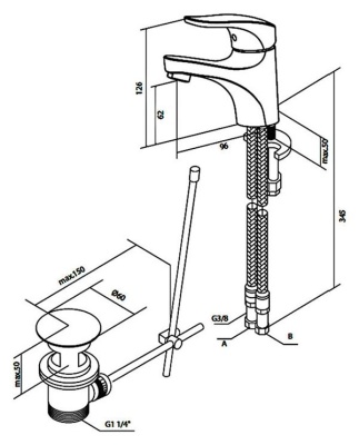 Смеситель для умывальника AM.PM Joy 96 F8582100 хром