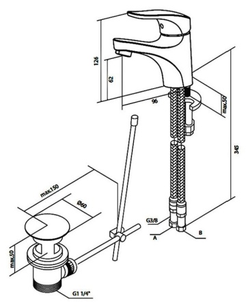 Смеситель для умывальника AM.PM Joy 96 F8582100 хром
