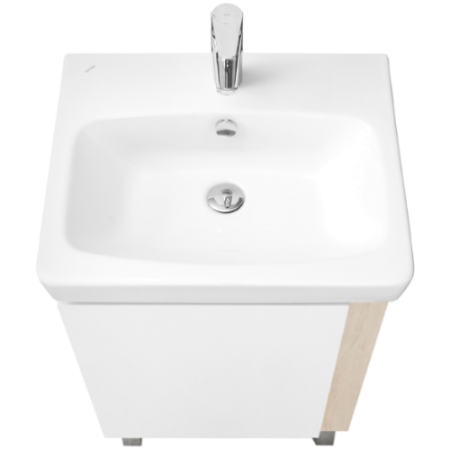 Тумба под умывальник напольная Акватон Кантри 55 с умывальником Нео 55, белый/дуб Верона