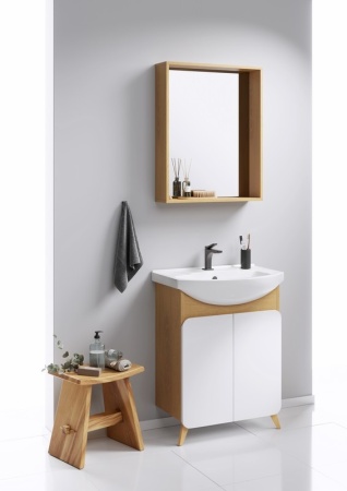 Тумба под умывальник Aqwella Basic с умывальником Элеганс 650, дуб золотой BAS0106DZ+4620008192475