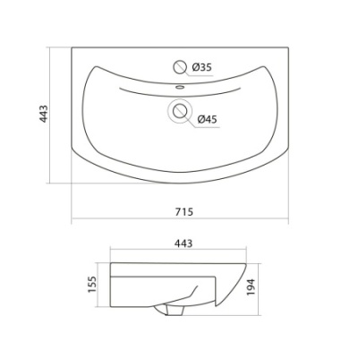 Тумба Idea Нова Классик 70 с умывальником Балтика-70. Акция