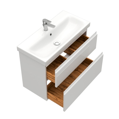 Тумба подвесная Laparet Optimum Slim 80 с умывальником Cersanit Moduo Slim 80 белый глянец LO-WCAB-80SL-01+S-UM-MOD80SL/1