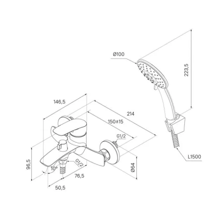 Смеситель для ванны Milardo Rora, хром RORSB00M02