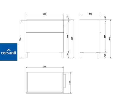 Тумба под раковину подвесная Cersanit Smart 80 с умывальником Grand 80. Образец. Распродажа