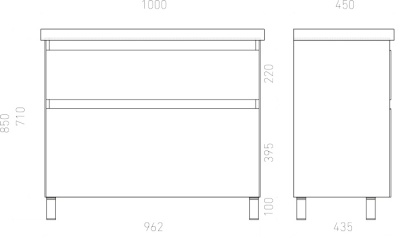 Тумба напольная Laparet Vitrum 100 с умывальником Cerastyle Elite 100 белый матовый (LV-WFCAB-100-11+VB032A02U00)