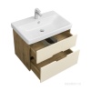 Тумба под умывальник подвесная Акватон Оливия 70 с умывальником Адриана 70, бежевый/дуб Веллингтон