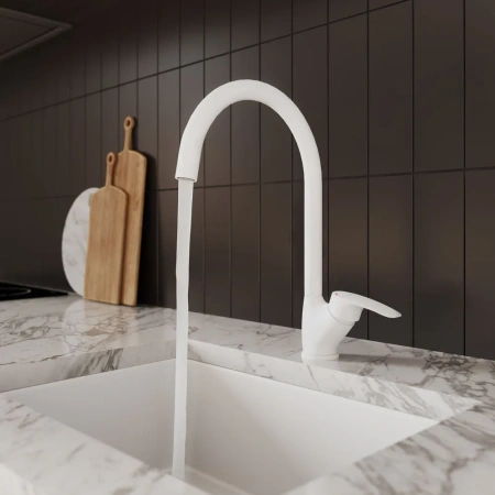 Смеситель для кухни Milardo Rora, белый матовый RORWT0JM05. Образец. Распродажа