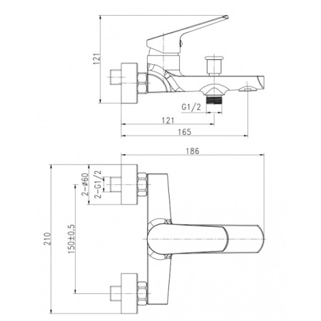 Смеситель для ванны однорычажный Cersanit Flavis, хром А63035. Образец. Распродажа