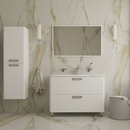 Тумба с умывальником напольная Iddis Brick 100, белая BRI10WFi95K. Акция