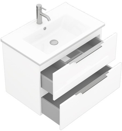 Тумба подвесная Laparet Focus 75 с умывальником Cerastyle Arte 75, белый глянец (LF-WCAB-75A-01+VB048L22U00)