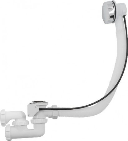Сифон для ванны регулируемый с переливом полуавтомат Aquant Standart, белый V311-22-MR