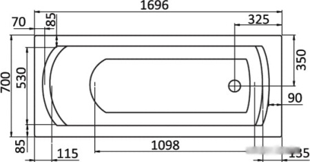 Ванна акриловая прямоугольная Santek Монако 170x70 1WH111979