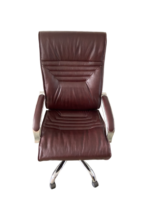 Кресло Евростиль ВИП (бордовый, кожа люкс, хром)