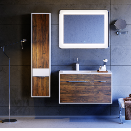 Шкаф-пенал подвесной, левый AQWELLA Malaga П3/L/CD Mal.05.03/L/CD, коричнево-серый